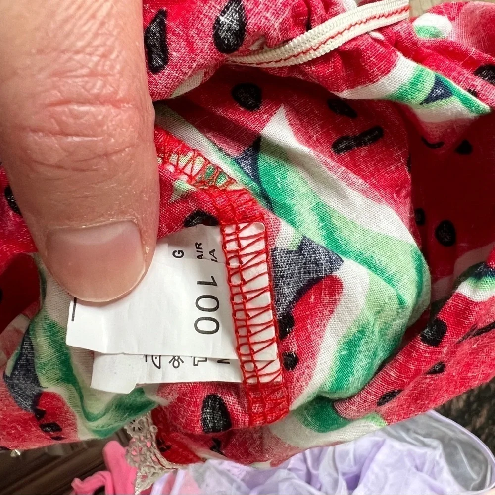NWOT 18-24M Watermelon Green and Red Flutter Sleeve Custom Made Romper